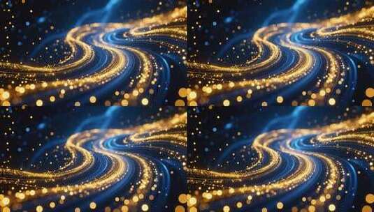 金色粒子光线流动舞台背景素材科技质感4K高清在线视频素材下载