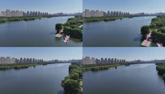 辽宁沈阳浑河航拍长白岛沈阳风光高清在线视频素材下载