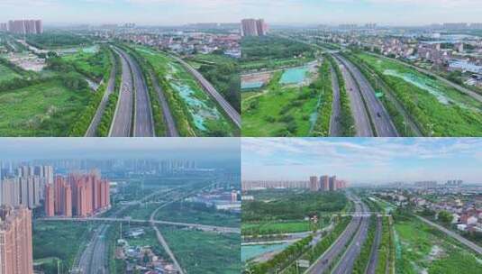 航拍城市快速路高清在线视频素材下载
