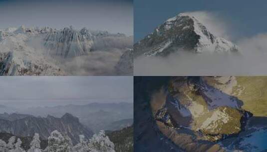 雪山云雾环绕景象高清在线视频素材下载