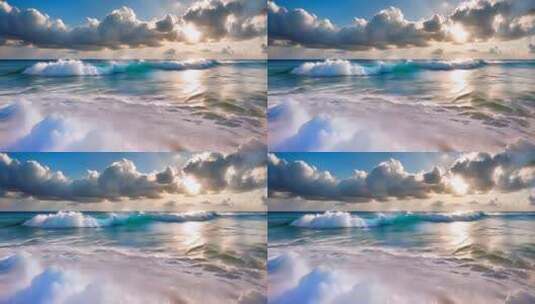海面海浪与天空云朵景观高清在线视频素材下载