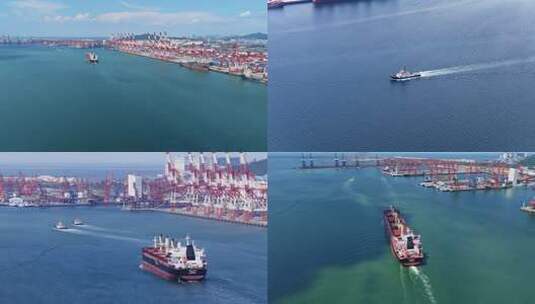 海面船只航拍画面高清在线视频素材下载