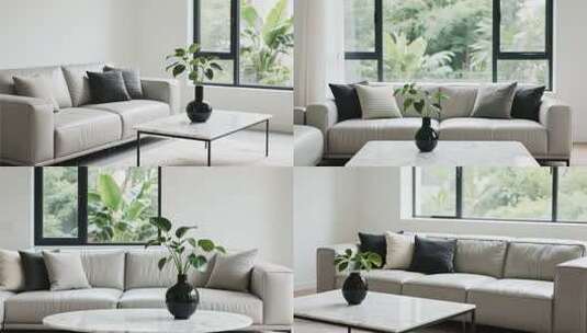 现代简约风格客厅家居场景高清在线视频素材下载