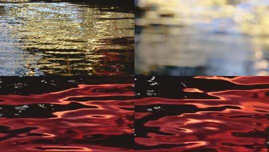 唯美水面光影变幻空镜夜晚流动水面水纹空镜高清在线视频素材下载