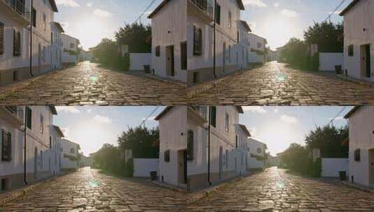 小镇小巷清晨街景高清在线视频素材下载