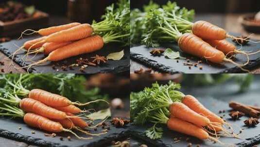 新鲜胡萝卜静物特写高清在线视频素材下载