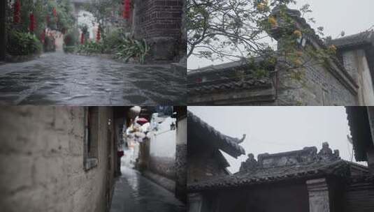 穿行在古镇小巷里古村院落古巷特写高清在线视频素材下载