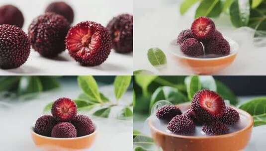 新鲜杨梅微距特写高清在线视频素材下载