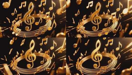 360度循环金色音符4K高清在线视频素材下载