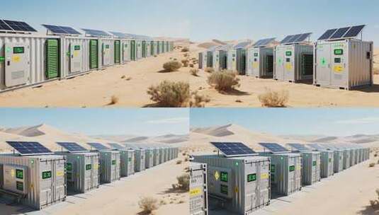 沙漠中的太阳能储能设备高清在线视频素材下载