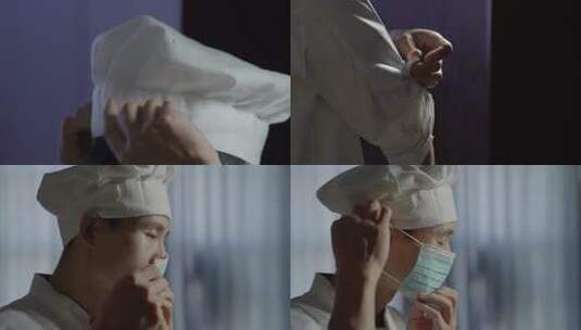 厨-厨师-厨师服-逆光氛围-穿厨师服高清在线视频素材下载
