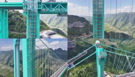4k航拍贵州花江峡谷大桥 观光电梯高清在线视频素材下载