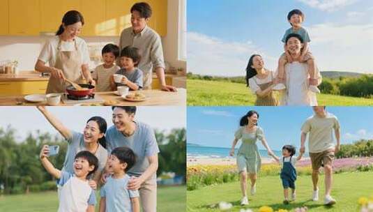 一家三口 幸福一家人 幸福生活高清在线视频素材下载