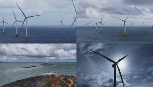 平潭岛海上风车高清在线视频素材下载