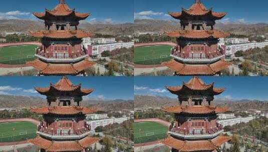 青海海西德令哈民族团结塔高清在线视频素材下载