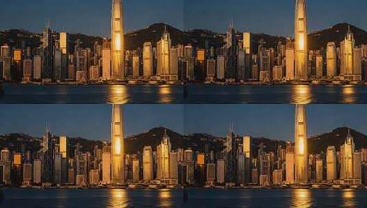 香港维多利亚港城市建筑景观高清在线视频素材下载