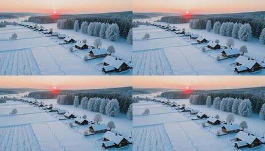 冬至冬季立冬入冬雪景4K高清在线视频素材下载