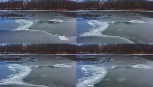 冬季结冰湖面自然风光高清在线视频素材下载
