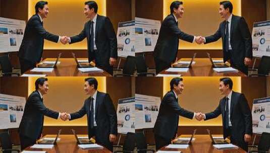 商务人士会议室握手场景高清在线视频素材下载