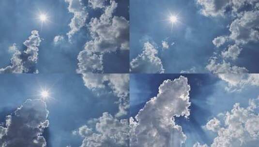 蓝天白云晴空空境 流动的云 时间变化高清在线视频素材下载