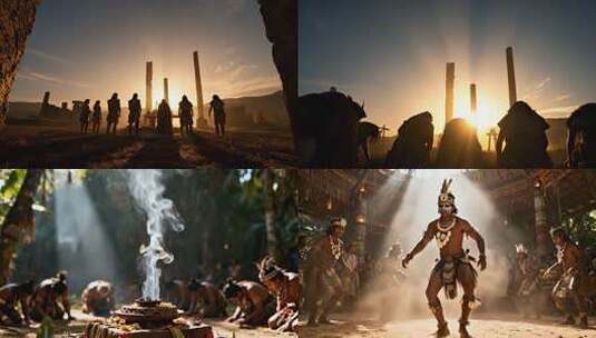 神秘部落祭祀仪式高清在线视频素材下载