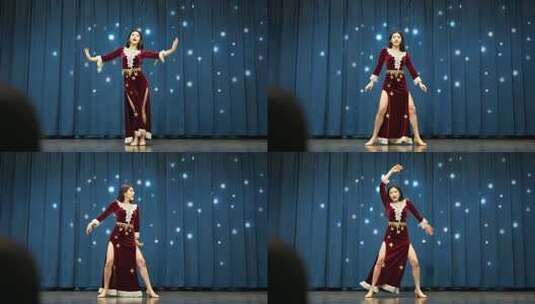 女子舞台舞蹈表演高清在线视频素材下载