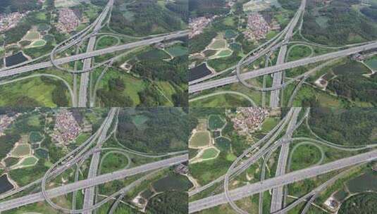 航俯拍4K深岑广台广明高速佛山高明高村互通高清在线视频素材下载