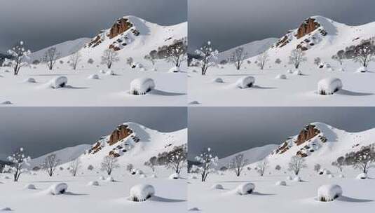 冬至冬季立冬入冬雪景4K高清在线视频素材下载