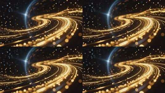 金色粒子光线流动舞台背景素材科技质感4K高清在线视频素材下载