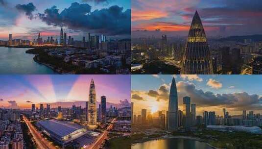 深圳城市风光航拍夜景高清在线视频素材下载