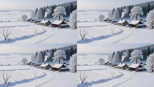 冬至冬季立冬入冬雪景4K高清在线视频素材下载