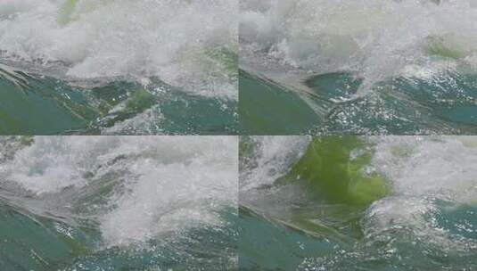 碧水江河，波浪翻涌升格特写高清在线视频素材下载