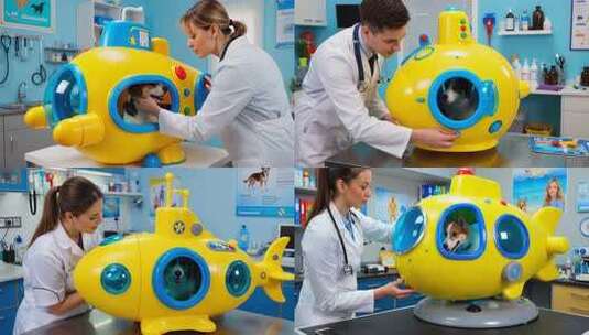 女兽医检查宠物狗医疗场景高清在线视频素材下载