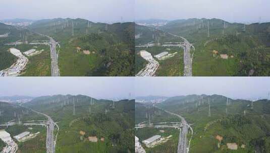 山区高速公路车流航拍高清在线视频素材下载