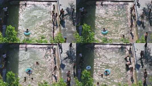 城市，人文宣传，小孩子游泳洗澡高清在线视频素材下载