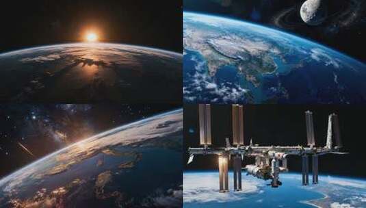 太空看地球的震撼场面地球日出高清在线视频素材下载