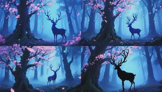 梦幻森林梅花鹿场景素材高清在线视频素材下载