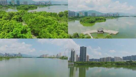 清远北江飞来湖湿地公园高清在线视频素材下载