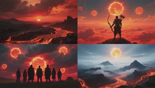 后裔射日：炙热天穹与火焰勇士高清在线视频素材下载