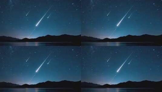 夜空流星划过山水景色高清在线视频素材下载
