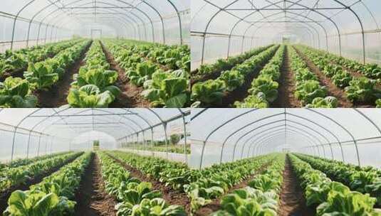 温室大棚内种植的蔬菜高清在线视频素材下载