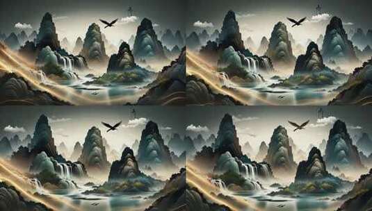 中式山水风景素材高清在线视频素材下载