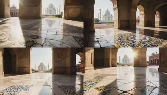 泰姬陵建筑室内外景观画面高清在线视频素材下载