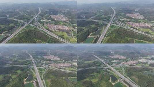航环拍4K江罗深岑广台高速佛山高明高村互通高清在线视频素材下载