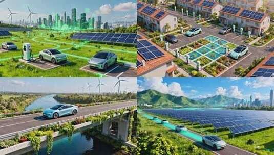 新能源汽车城市出行 未来绿色智能交通高清在线视频素材下载