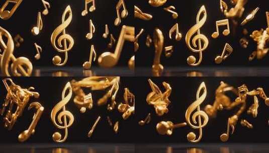360度循环金色音符4K高清在线视频素材下载