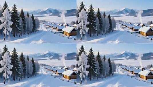 冬至冬季立冬入冬雪景4K高清在线视频素材下载