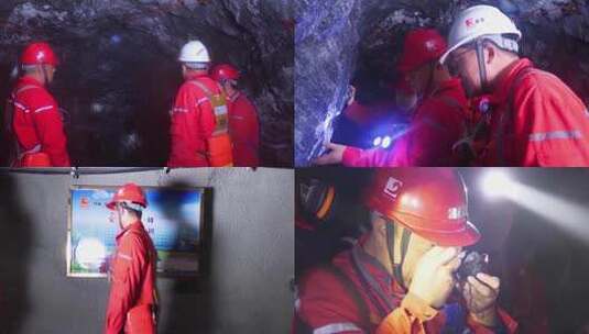 井下矿工工作场景高清在线视频素材下载