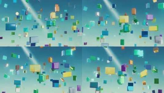 漂浮彩色方块动画效果高清在线视频素材下载