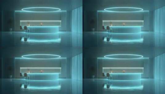 未来感十足的蓝色调科技厨房高清在线视频素材下载